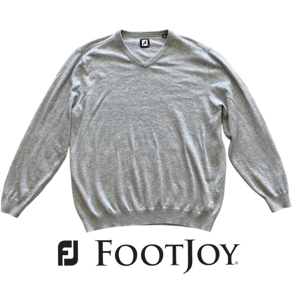 Footjoy Gray Wool Blend Golf V-Neck Sweater Men’s XL